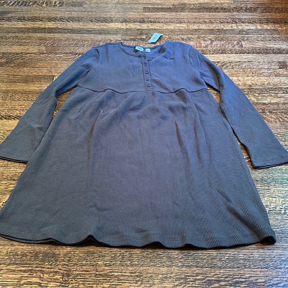 Graphite waffle Henley dress
